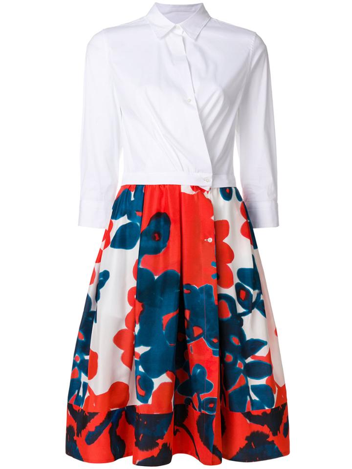 Sara Roka Wrapped Floral Shirt Dress - White