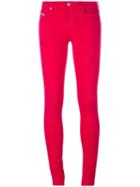 Diesel - Ripped Super Skinny Jeans - Women - Cotton/polyester/spandex/elastane - 27, Women's, Pink/purple, Cotton/polyester/spandex/elastane