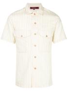 Sies Marjan Dean Striped Cotton Double-pocket Ss Shirt - Neutrals