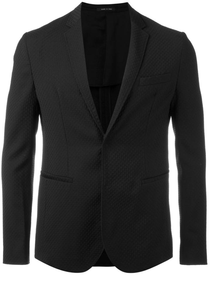 Emporio Armani Concealed Button Blazer, Men's, Size: 56, Black, Polyester/viscose/virgin Wool
