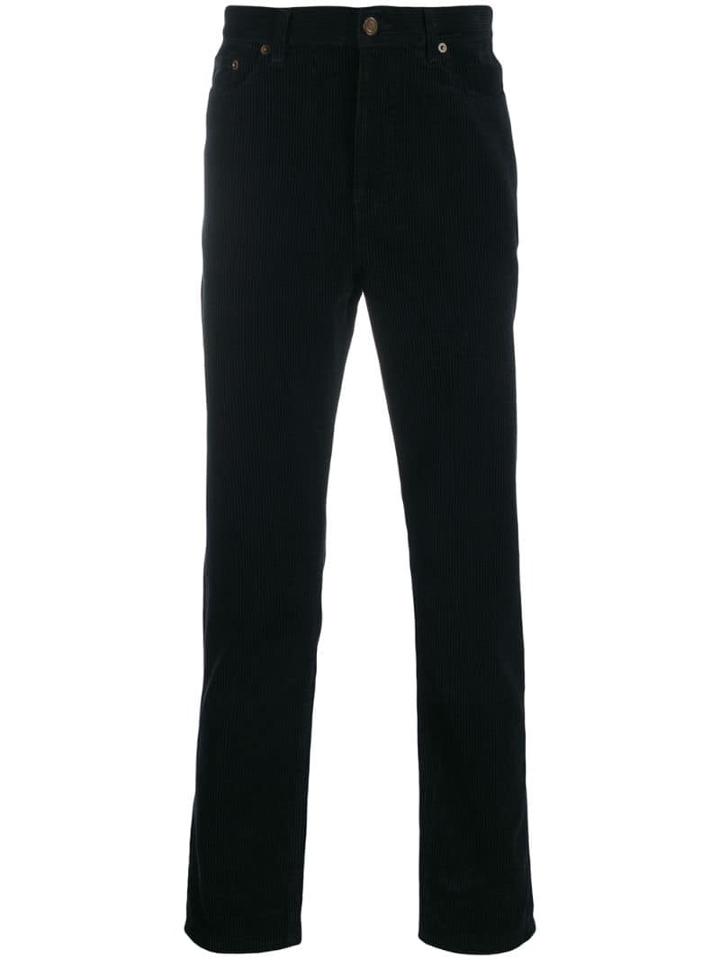 Saint Laurent Mid-rise Cord Trousers - Black