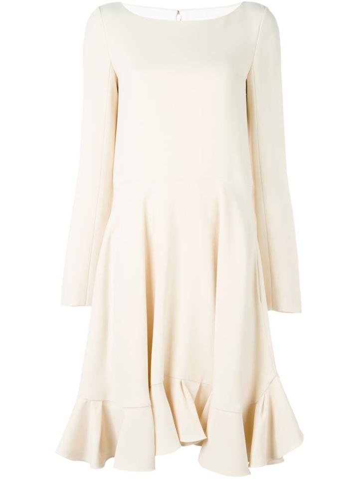 Chloé Ruffle Shift Dress, Women's, Size: 40, Nude/neutrals, Acetate/silk/viscose