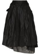 Simone Rocha Asymmetric Taffeta Midi Skirt - Black