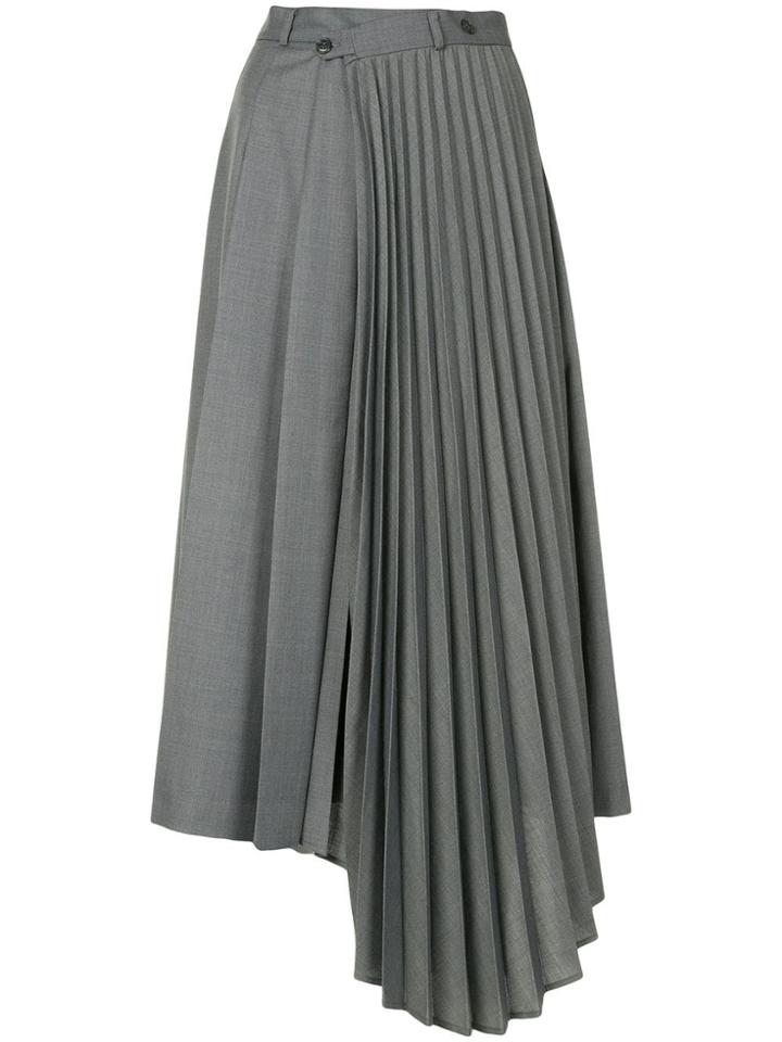 Le Ciel Bleu Asymmetric Pleated Skirt - Grey