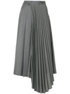 Le Ciel Bleu Asymmetric Pleated Skirt - Grey