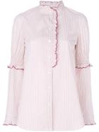 Alberta Ferretti Sheer Dip-hem Peplum Blouse - Pink & Purple