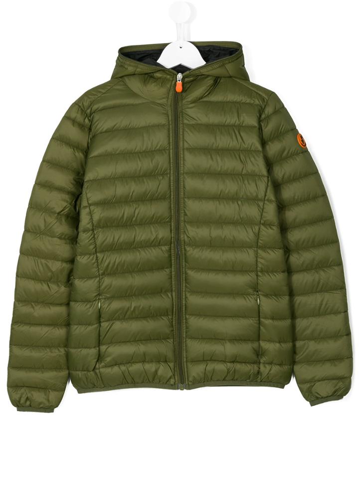 Save The Duck Kids Hooded Puffer Jacket - Green