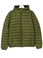 Save The Duck Kids Hooded Puffer Jacket - Green