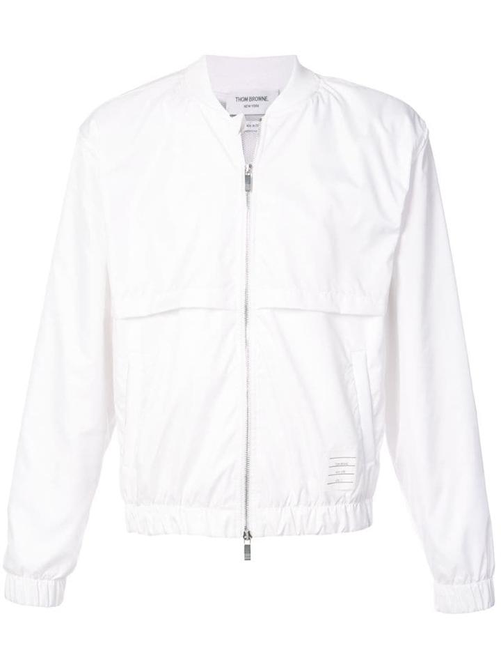 Thom Browne Center-back Rwb Stripe Ripstop Bomber - White