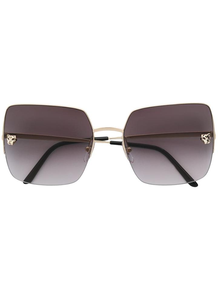 Cartier Panthere Oversized Square Sunglasses - Gold