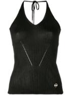 Emilio Pucci Black Ribbed Knit Halter Neck Top