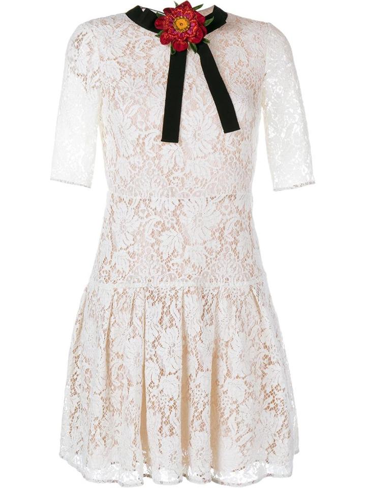 Gucci Lace Mini Dress, Women's, Size: 44, Beige, Lace