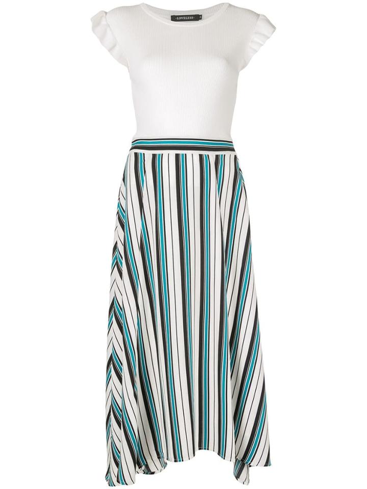 Loveless Contrast Top Asymmetric Dress - White