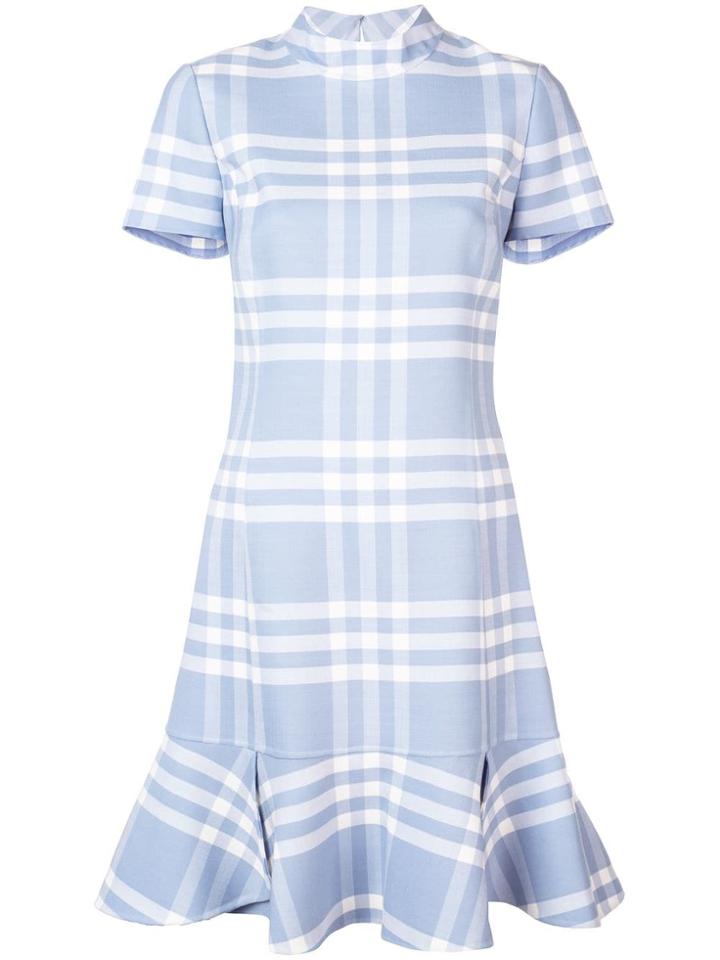 Oscar De La Renta Large Check Shift Dress - Blue