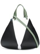 The Volon Bicolour Trapeze Tote - Black