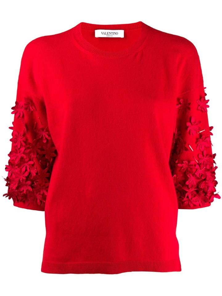 Valentino Floral Motif Jumper - Red