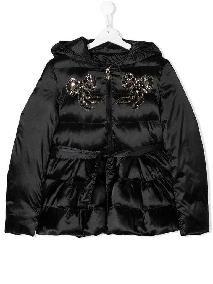 Elisabetta Franchi La Mia Bambina Teen Sequinned Bow Padded Jacket -