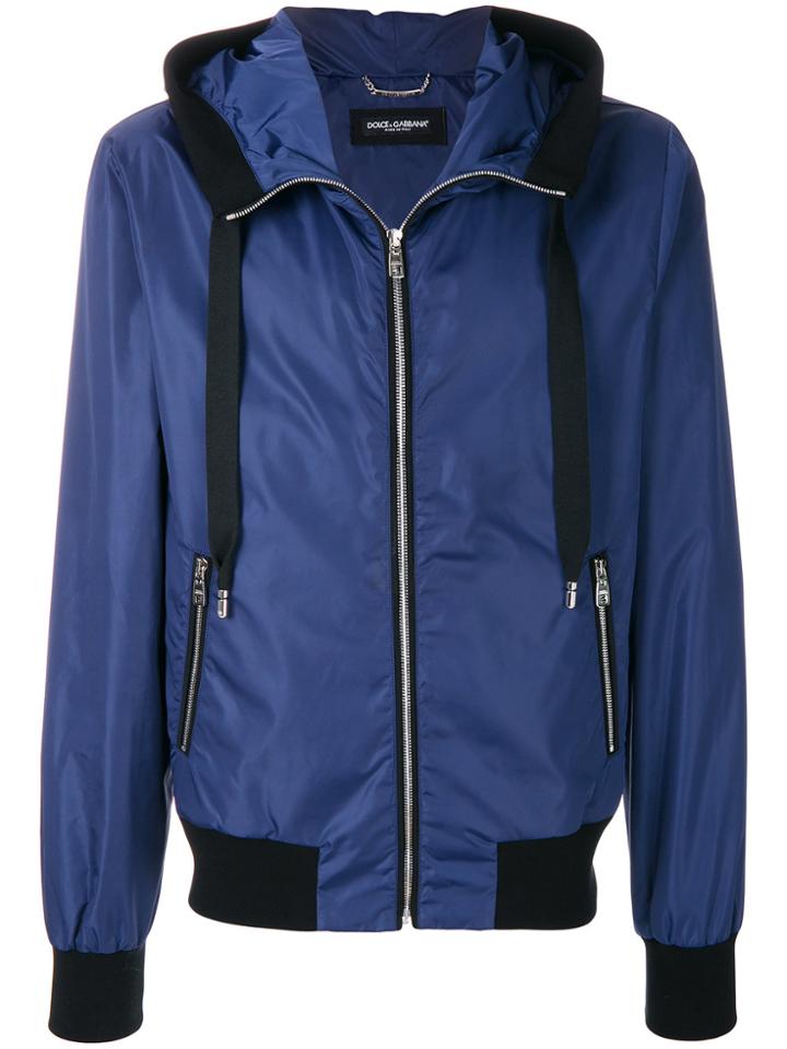 Dolce & Gabbana Contrast Trim Hooded Jacket - Blue