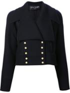 Balmain - Cropped Bottom Fastening Peacoat - Women - Cashmere/virgin Wool - 44, Black, Cashmere/virgin Wool