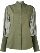 J.w.anderson 'tuxedo' Sheer Sleeve Shirt, Women's, Size: 10, Green, Cotton