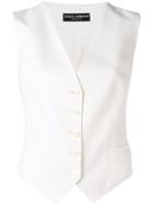 Dolce & Gabbana Classic Waistcoat, Women's, Size: 44, White, Silk/spandex/elastane/virgin Wool