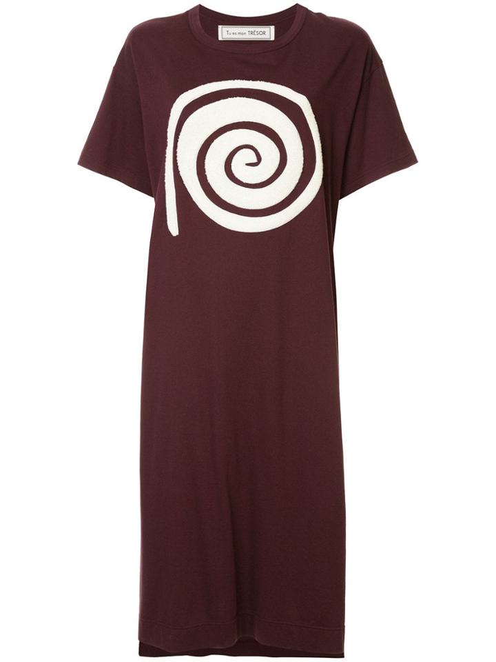 Tu Es Mon Trésor Spiral T-shirt Dress - Red