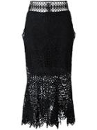 Jonathan Simkhai Bridge Lace Trumpet Skirt, Women's, Size: 6, Black, Polyester/spandex/elastane/silk