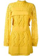 No21 Lace Panel Shift Dress, Women's, Size: 42, Yellow/orange, Cotton/viscose/polyamide/acetate