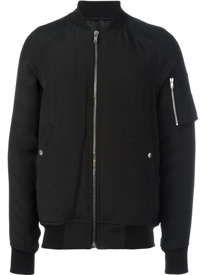 Rick Owens 'flight' Bomber Jacket, Men's, Size: 52, Black, Silk/cotton