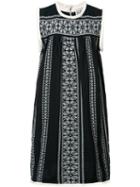Sea Geometric Pattern Shift Dress, Women's, Size: 6, Black, Cotton/linen/flax