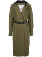 Sjyp Hooded Trench Coat - Green