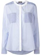 Steffen Schraut Collarless Striped Shirt, Women's, Size: 38, Blue, Cotton