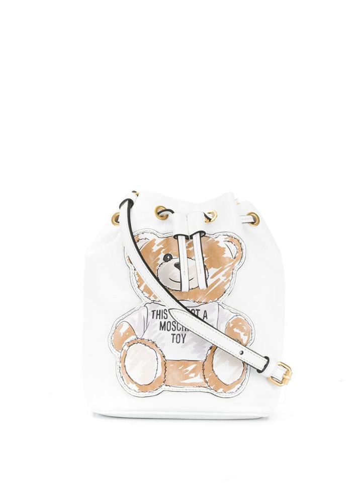 Moschino Logo Bucket Bag - White