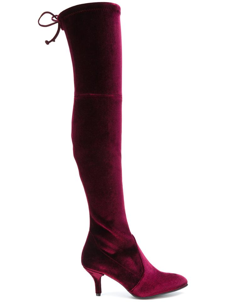 Stuart Weitzman Tied Stretch Boots - Pink & Purple