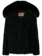 Yves Salomon Detachable Fox Fur Collar Jacket - Black