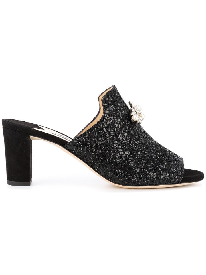 Jimmy Choo Myla 65 Glitter Mules - Black