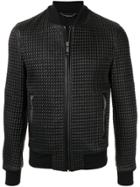 Dolce & Gabbana Textured Leather Bomber Jacket - Black
