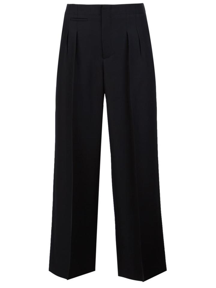 Maison Margiela Tailored Wide-legged Cropped Trousers, Women's, Size: 38, Black, Virgin Wool