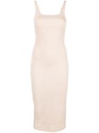 Fleur Du Mal Ribbed Fitted Midi Dress - Neutrals