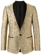 Dolce & Gabbana Paisley Embossed Blazer, Men's, Size: 50, Grey, Silk/lurex/polyamide/viscose
