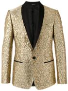 Dolce & Gabbana Paisley Embossed Blazer, Men's, Size: 50, Grey, Silk/lurex/polyamide/viscose
