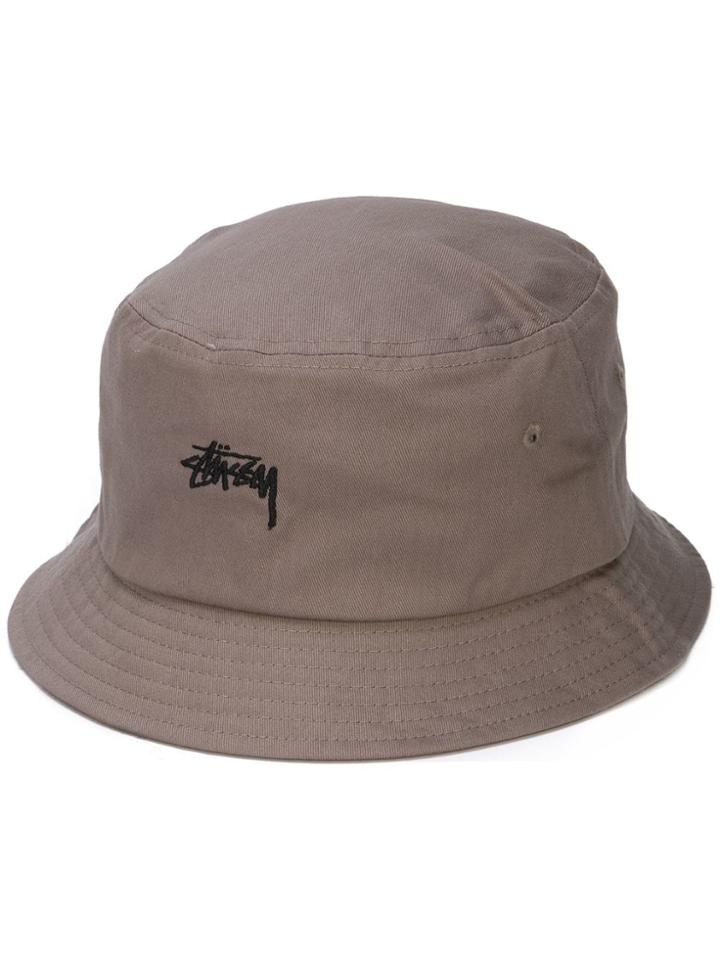 Stussy Logo Embroidered Bucket Hat - Green