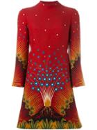 Valentino 'volcano' Print Dress, Women's, Size: 44, Red, Silk/virgin Wool