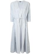 Jil Sander Navy Striped Midi Dress - Blue