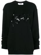 Msgm Sequin-embellished Sweatshirt - Black