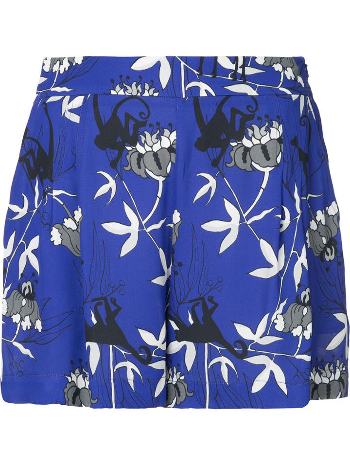 Markus Lupfer Printed High-waisted Shorts - Blue
