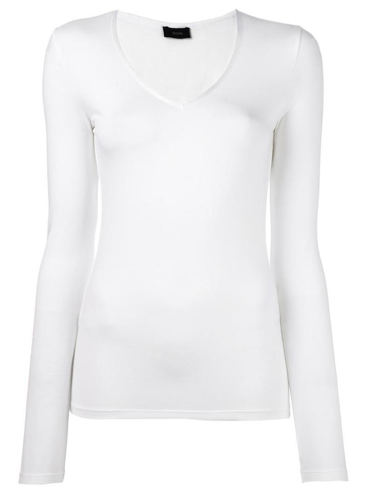 Joseph V Neck Fine Knit Top, Women's, Size: Xs, White, Lyocell/cotton/spandex/elastane