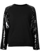 Giamba Sequin Sleeve Sweatshirt, Women's, Size: 44, Black, Cotton