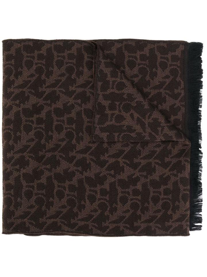 Canali Logo Print Scarf - Brown