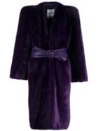 Attico Belted Faux-fur Coat - Purple